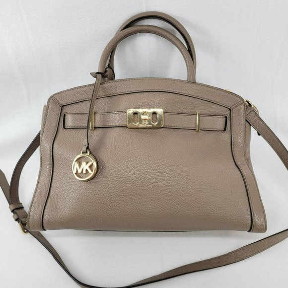 Karson large pebbled leather belted satchel Clearance